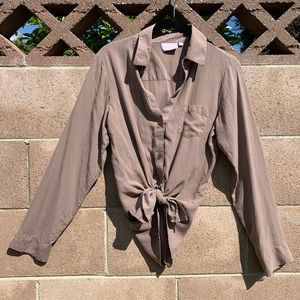 Button down taupe top